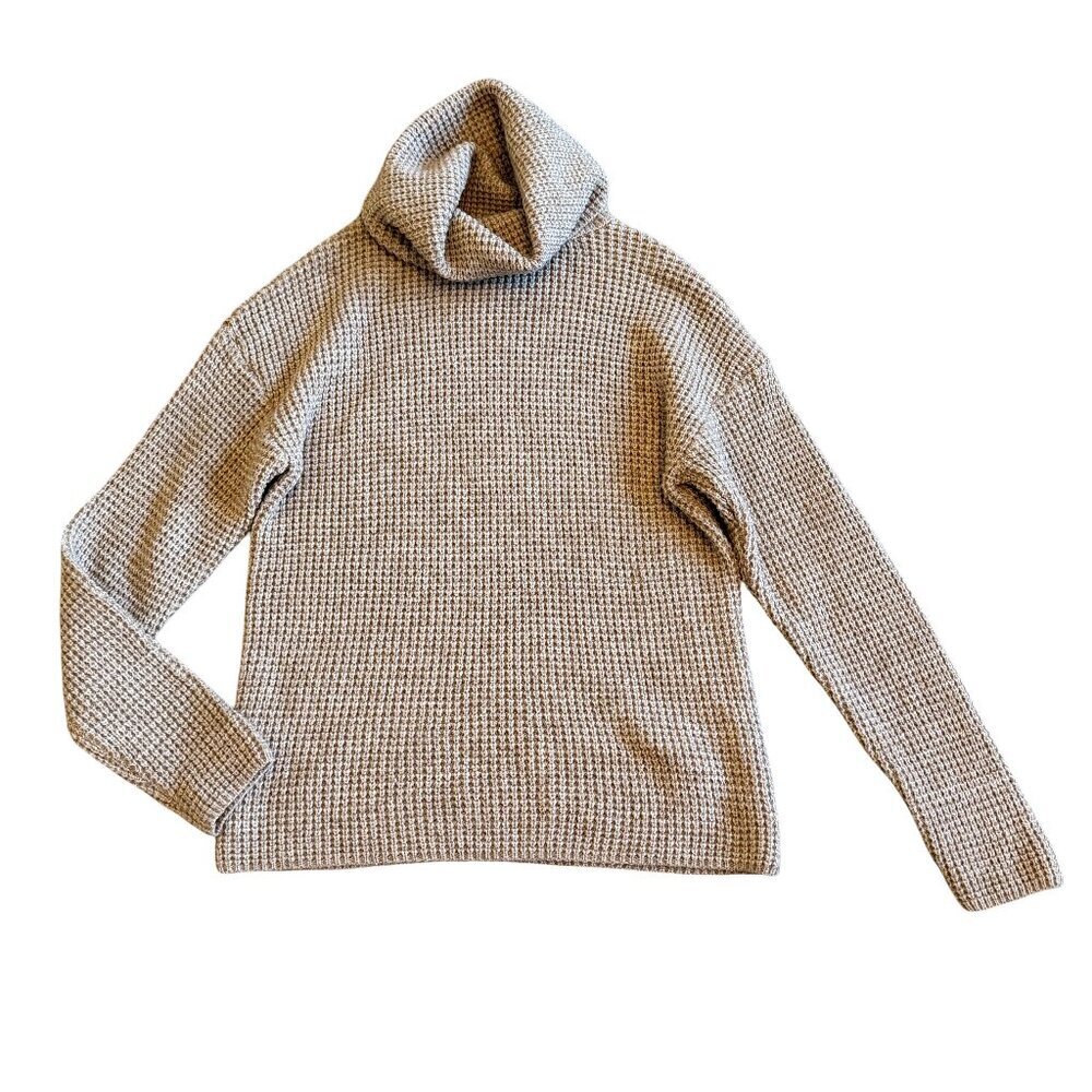 Princess Polly Neutral Beige Turtleneck Sweater Stretch Waffle Knit Small Medium